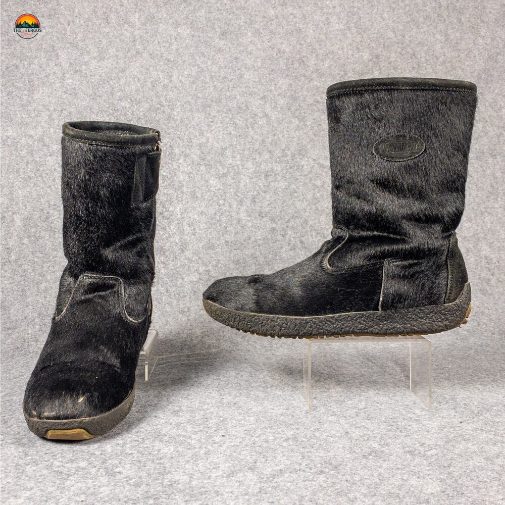 Tecnica Goat Fur Winter Boots Black Made In Italy Side Zipper Women Size 43